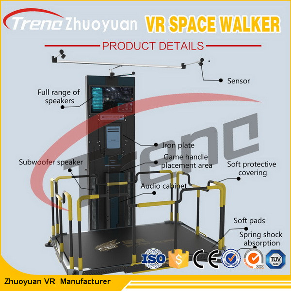 Caminhada do espaço do equipamento de jogo VR da batalha do tiro com HTC Vive e jogos da realidade virtual