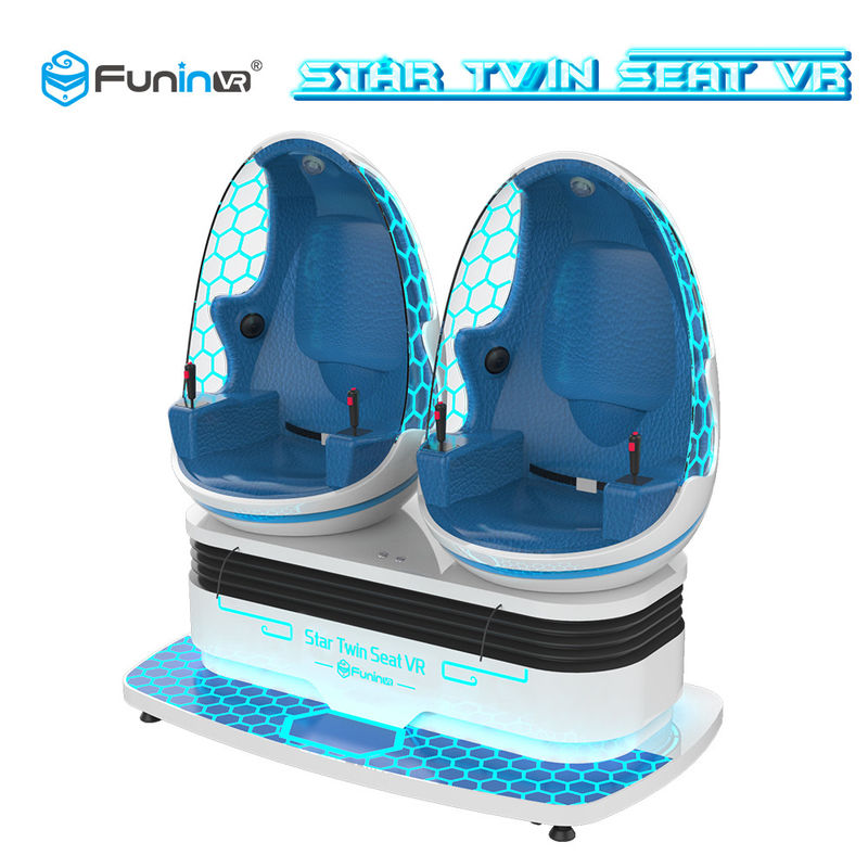 Os assentos azuis e brancos da máquina 2 da arcada de Seat do gêmeo da cadeira do ovo de VR 9D para crianças estacionam