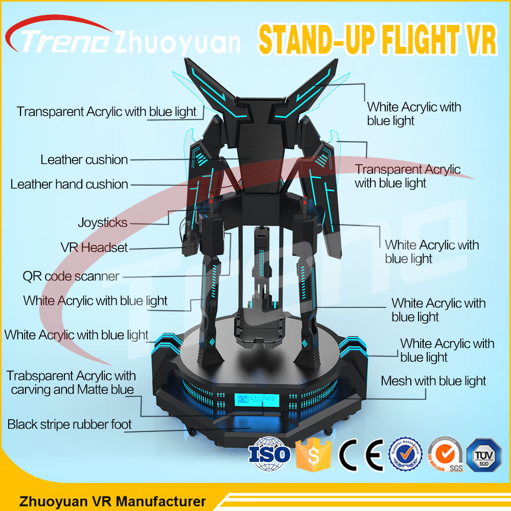 Engraçado levante-se o preto do simulador do voo VR com luzes do diodo emissor de luz para o supermercado